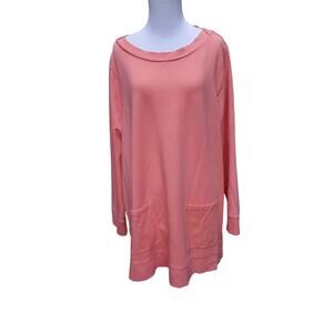Soft Surroundings Make It Snappy Tunic Coral Pink Cotton Modal Womens Plus Sz 2X